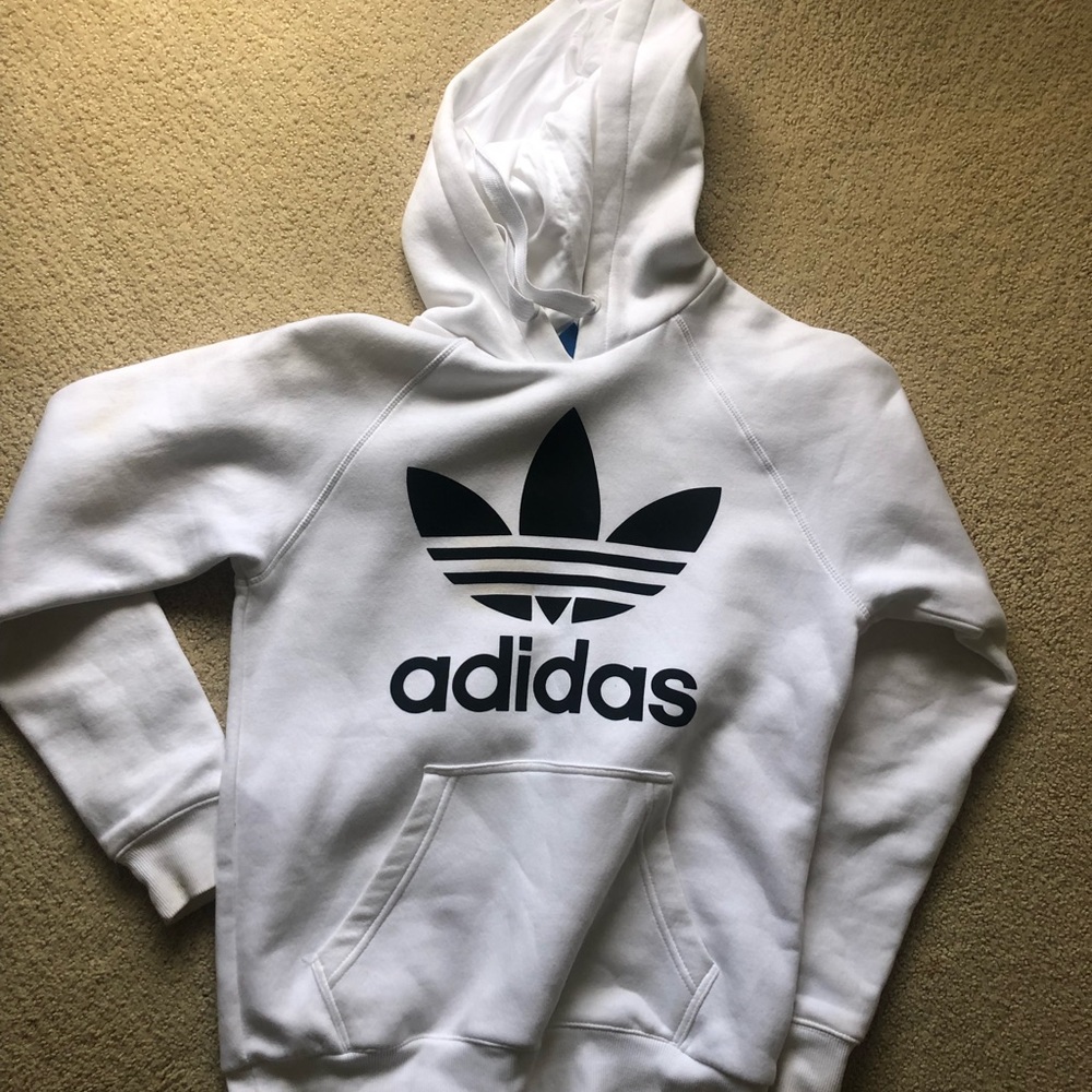 White mens addias hoodie